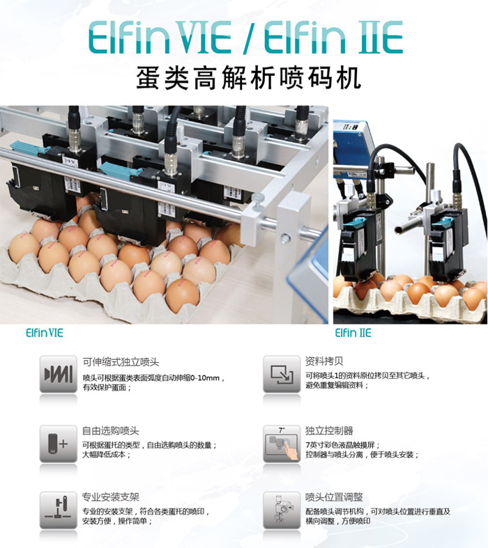 Elfin VIE/Elfin IIE蛋類高解析噴碼機系統功能